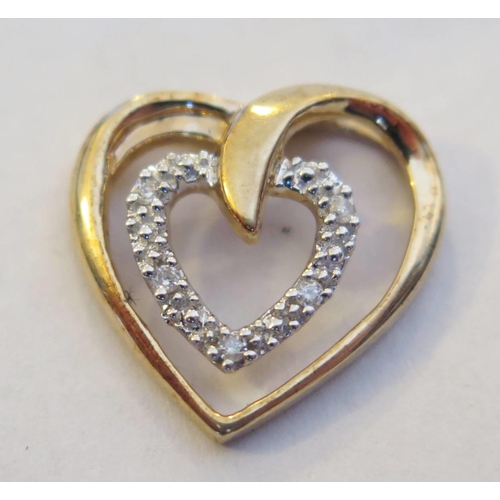 46i - A 9ct Gold and Diamond Heart Pendant