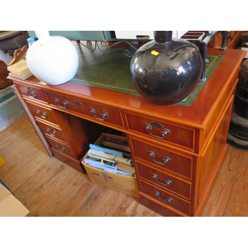 657 - A Yew Pedestal Desk