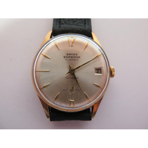 106 - A Swiss Emperor Incabloc Gold Plated and Stainless Steel Manual Wristwatch, the 34mm dial with subsi... 