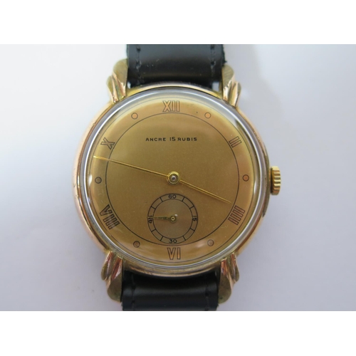 108 - An Ancre Gold Plated and Stainless Steel Gent's Manual Wristwatch, the 34mm dial with subsidiary sec... 