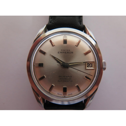 116 - A Swiss Emperor Automatic Gent's Stainless Steel Centre Second Wristwatch, the 36mm dial with date, ... 