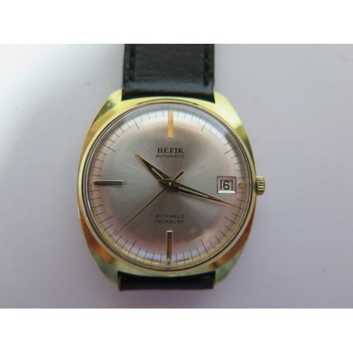 118 - A Hefik Automatic Gold Plated and Stainless Steel Centre Seconds Gent's Wristwatch, the 33mm dial wi... 