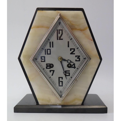 266 - An Art Deco Marble Mantle Clock, 22cm high