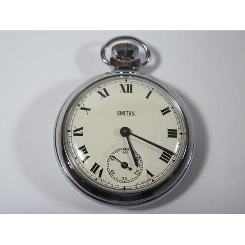 28 - A Smiths Keyless Open Dial Pocket Watch, the 51mm dial with Roman numerals and subsidiary seconds di... 