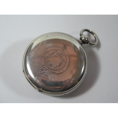 48 - A Victorian Silver Cased  Keywound Open Dial Pocket Watch with chain driven fusee movement, the enam... 