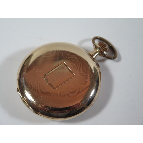 65 - A Longines Gold Plated Keyless Open Dial Pocket Watch, the 48mm enamelled dial with Roman numerals a... 