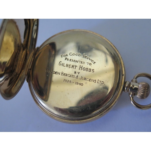 79 - A Vertex 9ct Gold Gent's Open Dial Keyless Pocket Watch, the 42mm dial with Arabic Numerals and subs... 