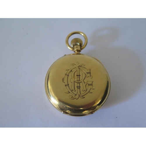 80 - An Edward VII Mappin & Webb 18ct Gold Open Dial Keyless Pocket Watch, the 40mm dial with Arabic nume... 