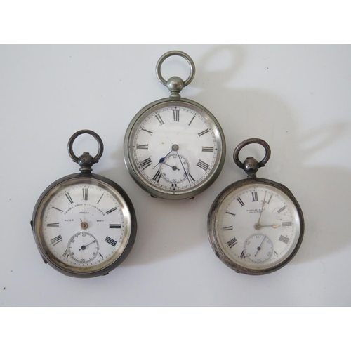 83 - Two Silver Keywound Gent's Pocket Watches and one plated, A/F