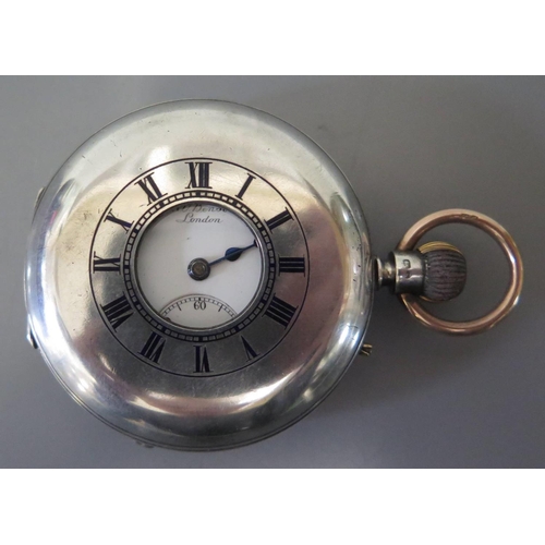 90 - An Edward VII Silver Half Hunter Pocket Watch by J.W. Benson, the 40mm dial with subsidiary seconds ... 