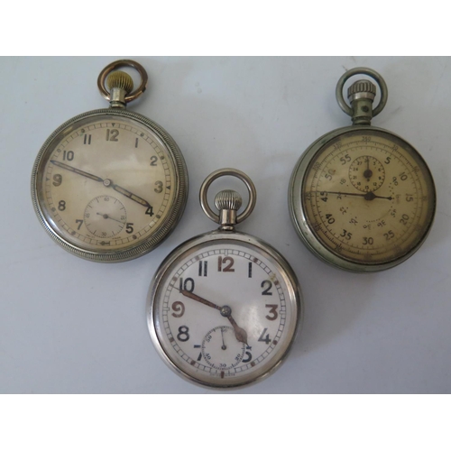 96 - Two Military Pocket Watches and stopwatch