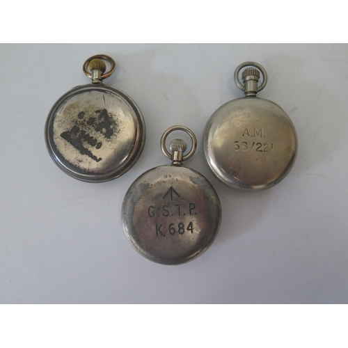 96 - Two Military Pocket Watches and stopwatch