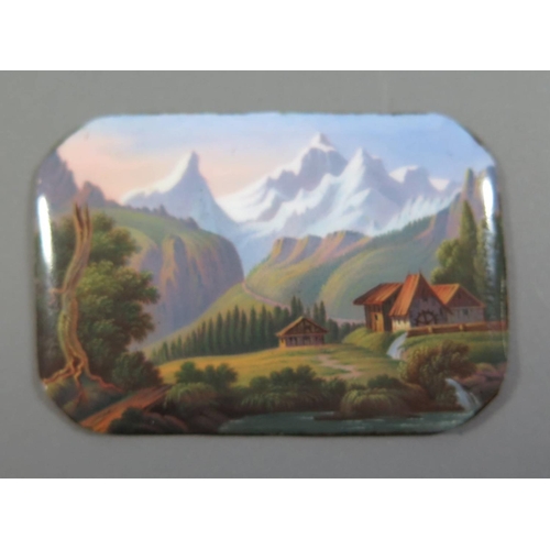 465A - A Nineteenth Century Enamel Panel: Vue de la Jungfrau, 5 x 3.5cm