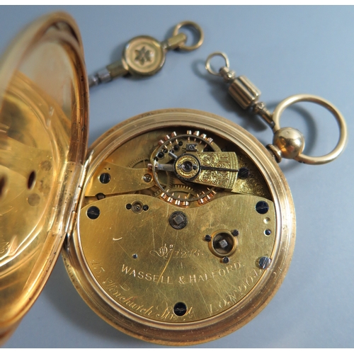 86 - A Victorian Wassell & Halford 18ct Gold Cased Full Hunter Keywound Pocket Watch with subsidiary seco... 