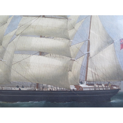 468 - Frederick J. Tudgay 1872 (1841-1921), Portrait of a Clipper flying Red Ensign and with paddle steame... 