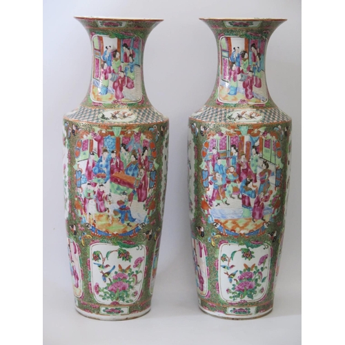 533 - A Pair of Nineteenth Century Cantonese Export Famille Rose Vases, 62cm