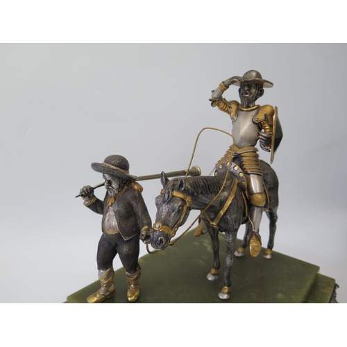 561 - An Italian Limited Edition Silvered and Gilt Sculpture (Juan Ponce de León?), base 28 x 22cm, 29cm t... 