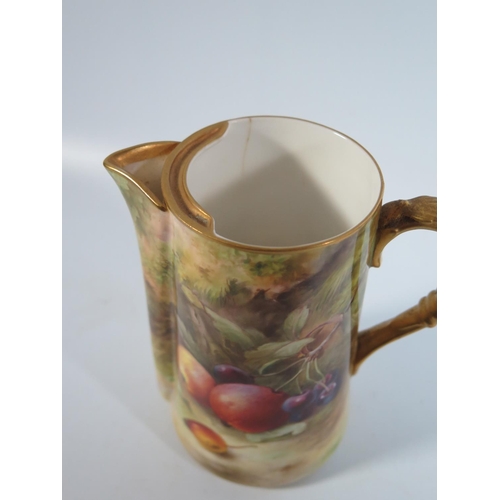 588 - A Royal Worcester Fruit Decorated Jug, signed F. Roberts, 15cm