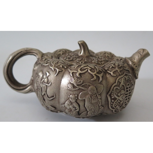 419 - A Chinese Metal Teapot, 695g