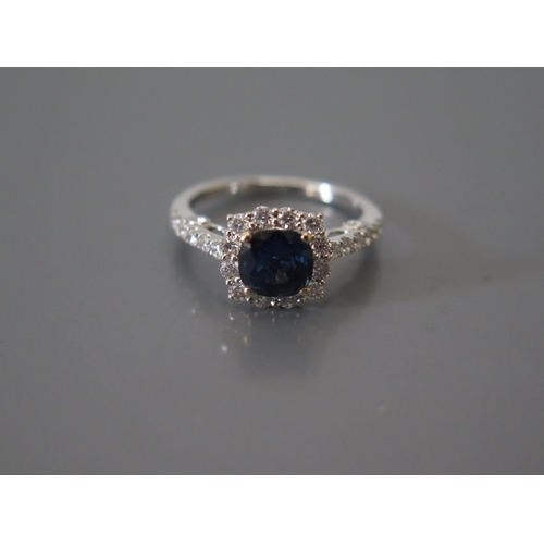 200f - An 18ct White Gold, Natural Sapphire and Diamond Engagement Ring, size M, 3.3g, sapphire 1.8ct ETD 1... 