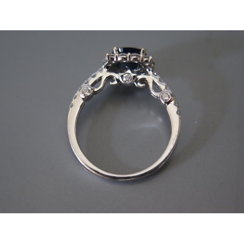 200f - An 18ct White Gold, Natural Sapphire and Diamond Engagement Ring, size M, 3.3g, sapphire 1.8ct ETD 1... 