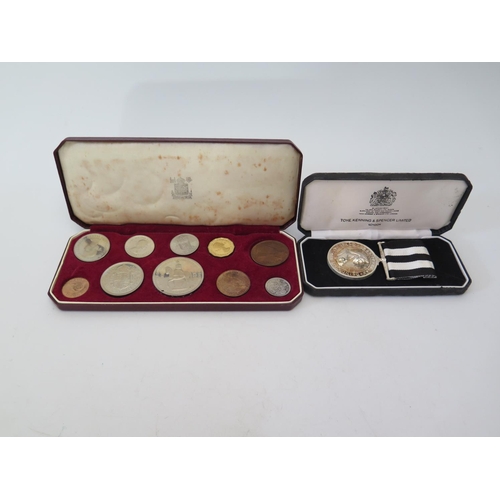 224a - 1953 10 coin uncirculated coin set Royal Coronation QEII 5/- to 1/4d orig. case and St. John's Ambul... 