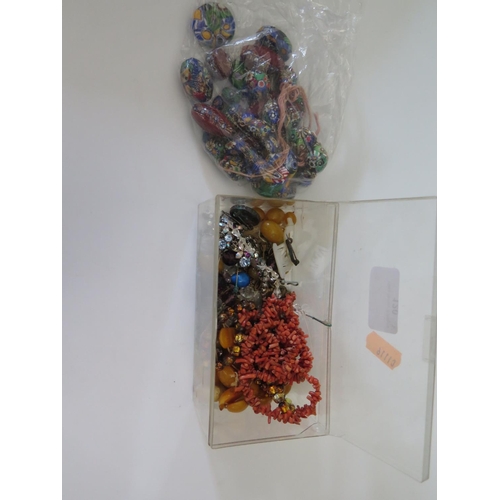120 - A Selection of Costume Jewellery including coral, glass beads, micro mosaic brooch etc