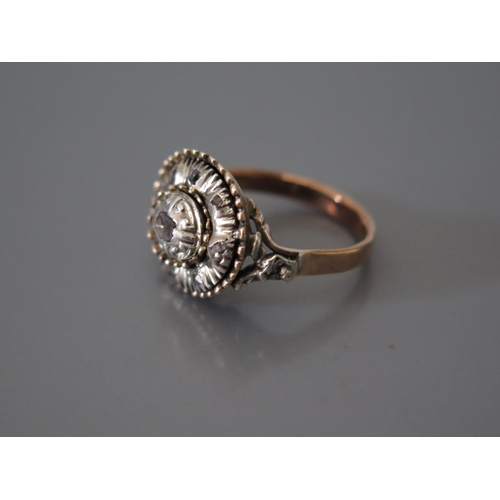 200e - A Rose Cut Diamond Ring in a precious rose metal setting, size N, 6g