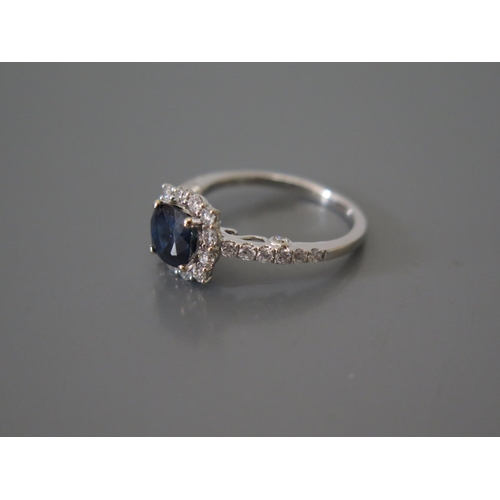 200f - An 18ct White Gold, Natural Sapphire and Diamond Engagement Ring, size M, 3.3g, sapphire 1.8ct ETD 1... 