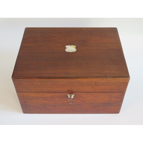 250 - A Victorian Rosewood Fitted Travelling Box with spring loaded slide to base