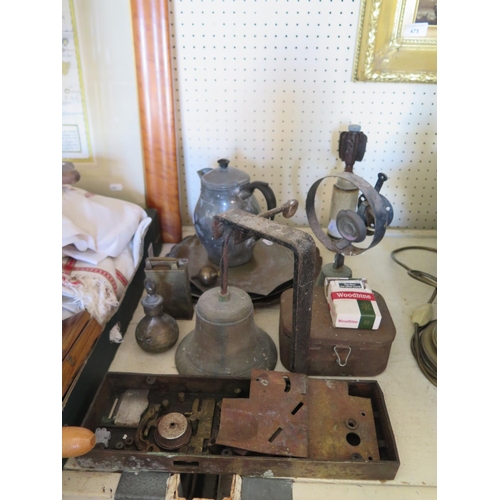 331 - Two House Bells, copper trays and other oddments