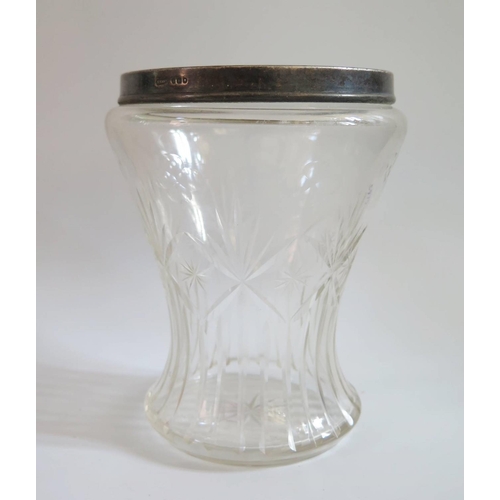 42 - A Cut Glass Vase with London Silver Collar, 16.5cm high