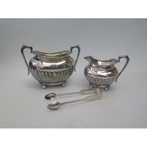 46 - A Pair of Victorian Silver Sugar Tongs, Exeter 1854, Josiah Williams & Co. and silver plated sugar a... 