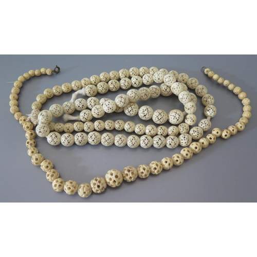 109a - A Selection of Carved and Pierced Bone Bead Necklaces