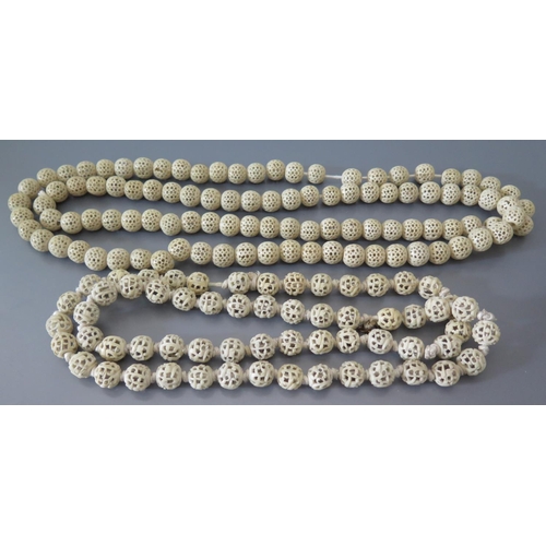 109a - A Selection of Carved and Pierced Bone Bead Necklaces