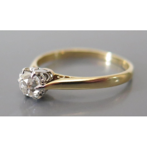 155a - A Diamond Solitaire Ring in an 18ct yellow gold and platinum setting, size N.5, 2.3g, Estimates: DW ... 