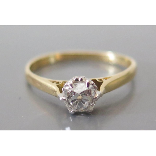 155a - A Diamond Solitaire Ring in an 18ct yellow gold and platinum setting, size N.5, 2.3g, Estimates: DW ... 