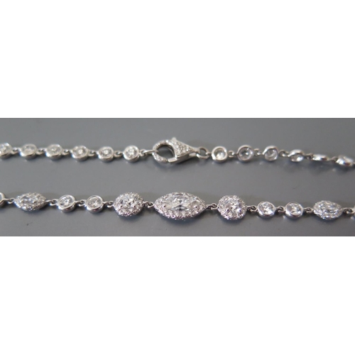 159 - A .750 White Gold and Diamond Necklace set with marquis and round cut stones, 41cm, 11.8g, (TDW 9.3c... 