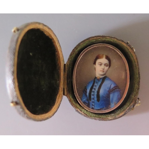 193 - A Cased Victorian Miniature Portrait, 31 x 25mm