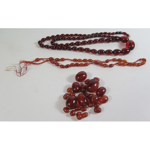 203 - A Selection of Man Made 'Amber' bead Necklaces, 71.3g