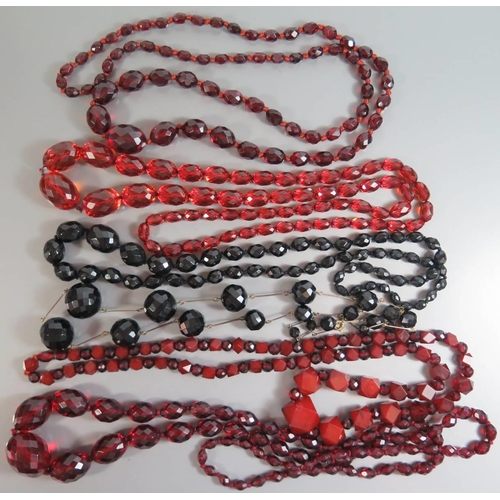 204 - A Selection of Man Made 'Amber' Faceted Bead Necklaces, 336g