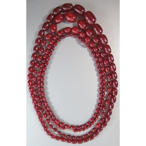 206 - Four Man Made 'Amber' Bead Necklaces, 226g