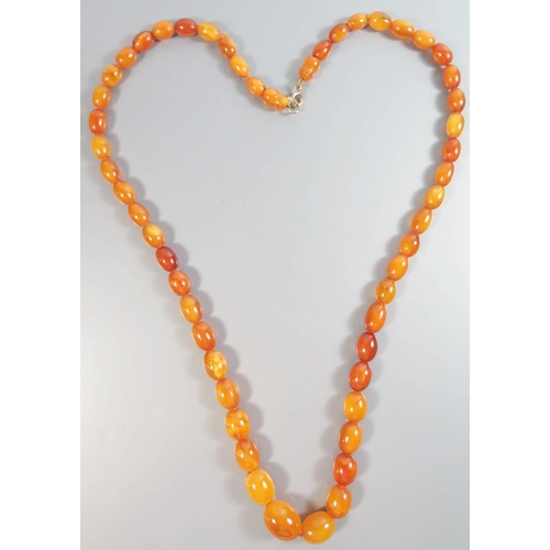 210 - A Graduated Amber Bead Necklace, largest c. 19 x 15mm, 35g