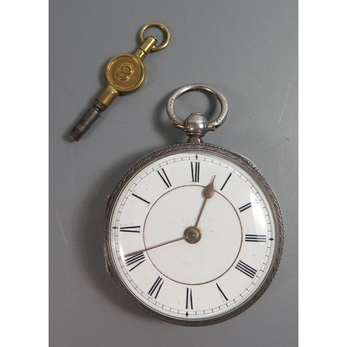 218 - A Silver Cased Key Wound Open Dial Pocket Watch, movement no. 32439, London 1882, winds and runs