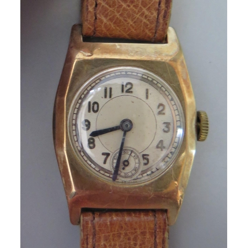 224 - A 9ct Gold Manual Wristwatch with 15 jewel Swiss movement, Chester 1938, winds and runs