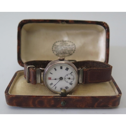 225 - A Silver Cased Manual Wind Wristwatch with 15 jewel Swiss movement, A/F