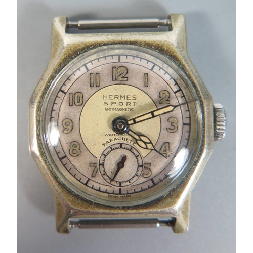 238b - A Hermes Sport Parachute Wristwatch, the 23mm with subsidiary seconds hand, back numbered 75858