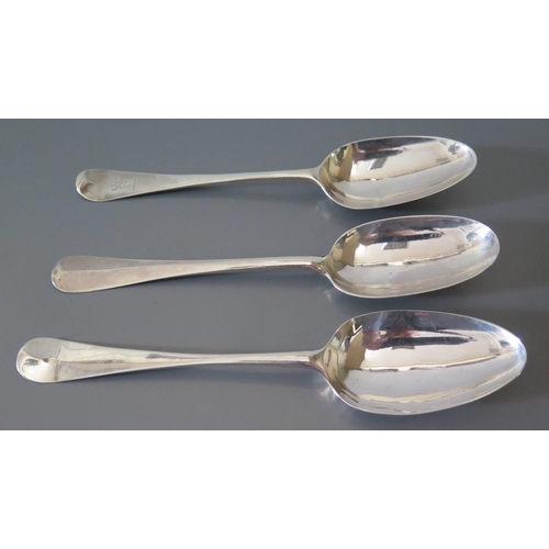 24 - Three Georgian Silver Serving Spoons, 148g