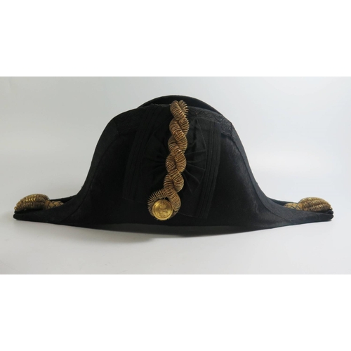 274 - A Nineteenth Century Royal Navy Bicorn Hat by Owen Harries & Son 15 Russell St. Landport in a tolewa... 