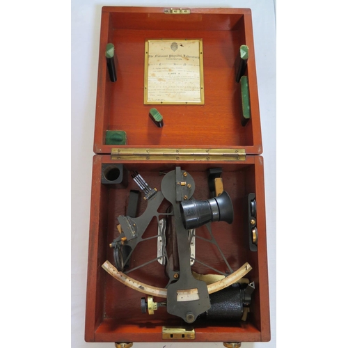 274a - A Sextant by Hughes & Son, No. 15915 with 1928 Class A Certificate and in original fitted box